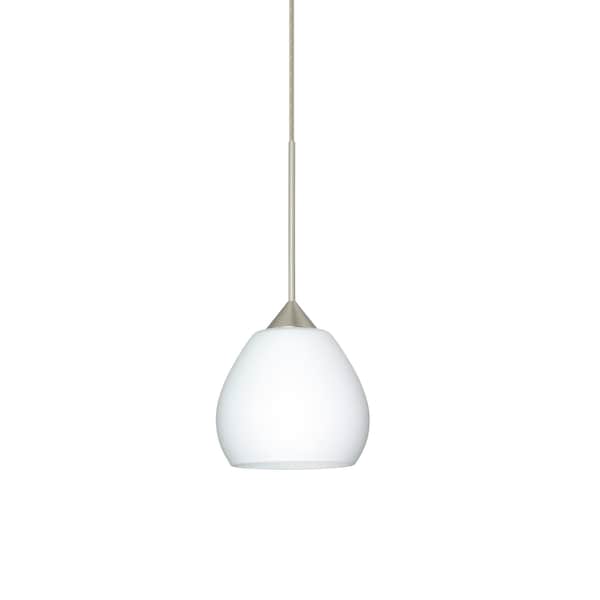 Besa Lighting Tay Tay Cord Pendant, Opal Matte, Satin Nickel Finish, 1x5W LED 1XT-560507-LED-SN - main